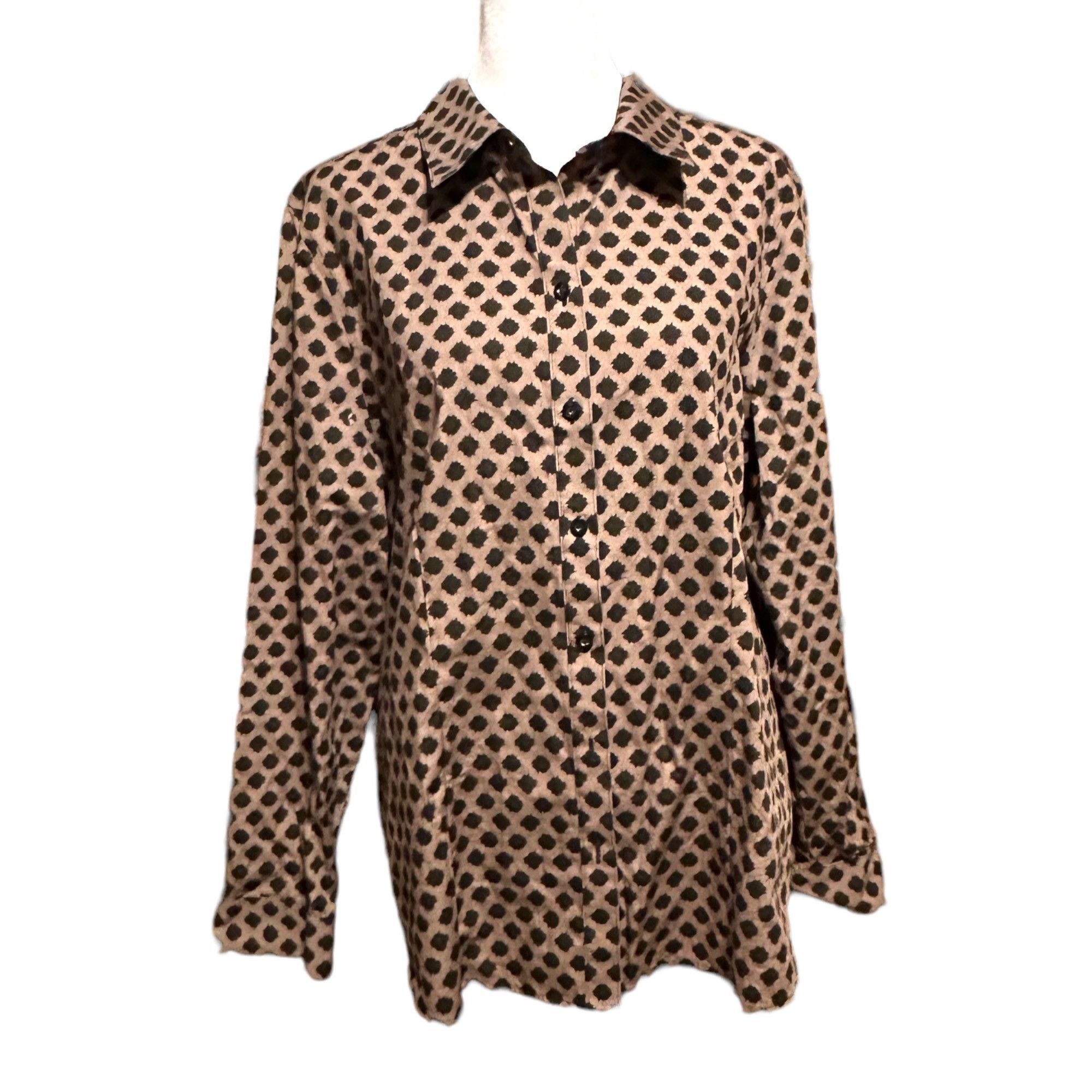 Chicos Chico's Ladies Taupe Black Wrinkle Resistant Cotton Fitted B Size XS / US 0-2 / IT 36-38 - 1 Thumbnail