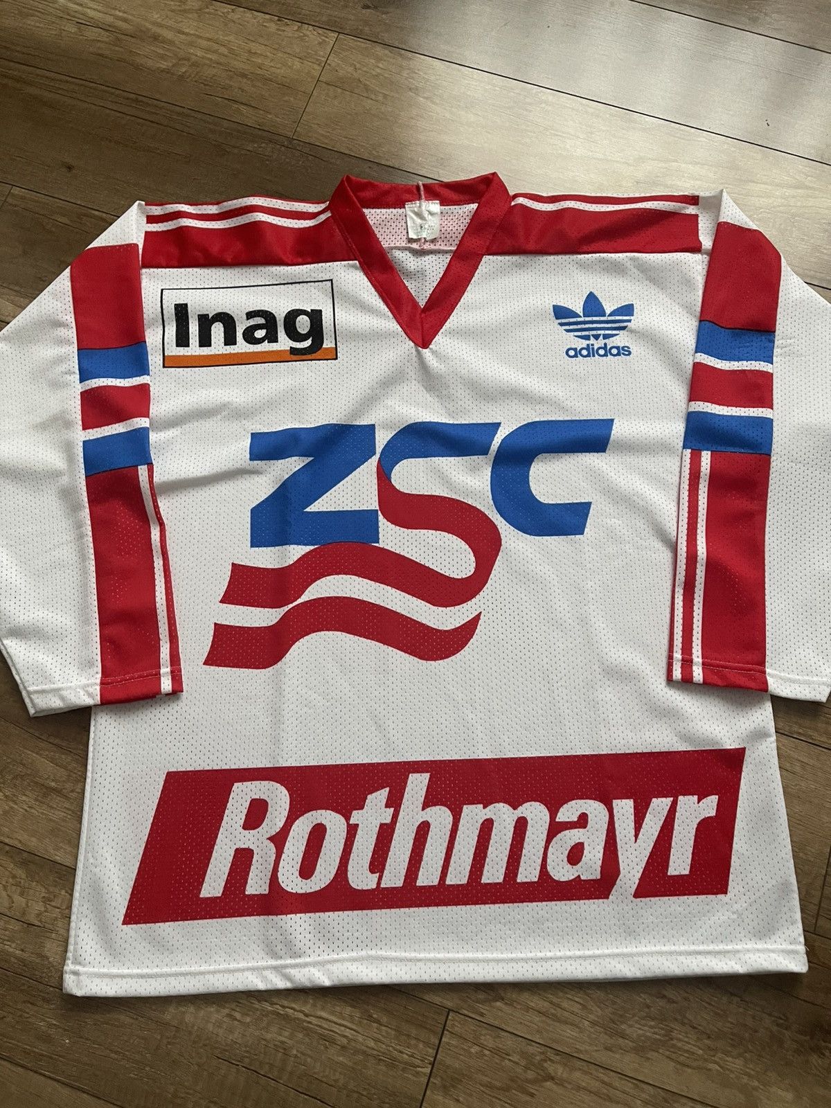 Adidas 1990/1991 Adidas ZSC Lions Vintage Hockey Jersey Shirt Size US L / EU 52-54 / 3 - 4 Thumbnail