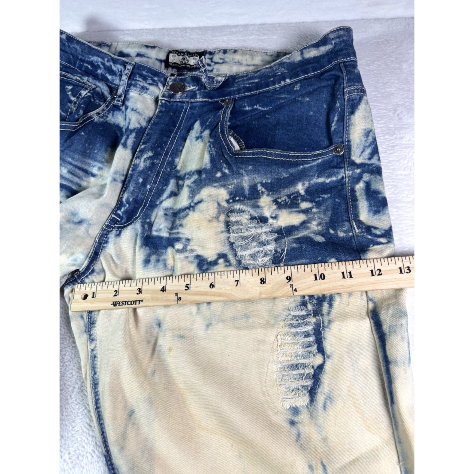 Vintage Gray Earth Jeans Men’s 34x32 Acid Washed Distressed Denim Blue White 5-Pocket Regular Fit Size 34 Jeans Size US 34 / EU 50 - 6 Thumbnail