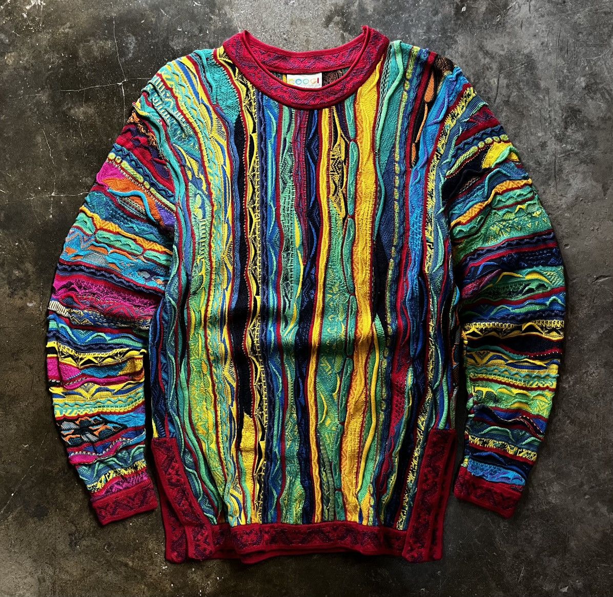 Coogi 1990s Rare Coogi Australia 3D Rainbow Pattern Knitted Jacket Size US L / EU 52-54 / 3 - 1 Thumbnail
