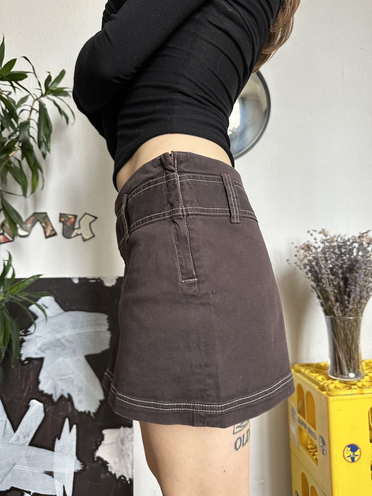 Japanese Brand × Vintage Cotton Sexy Vintage Low Rise Mini Skirt Contrast Stitch Size 30" / US 8 / IT 44 - 5 Thumbnail