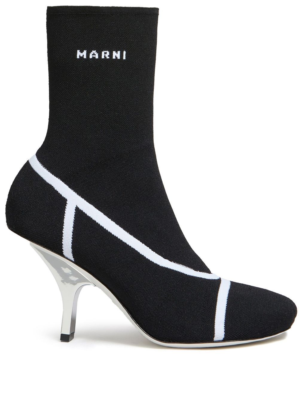 Marni o1w1db10125 Logo Intarsia-Knit Ankle Boots in Black Size US 6 / IT 36 - 1 Thumbnail