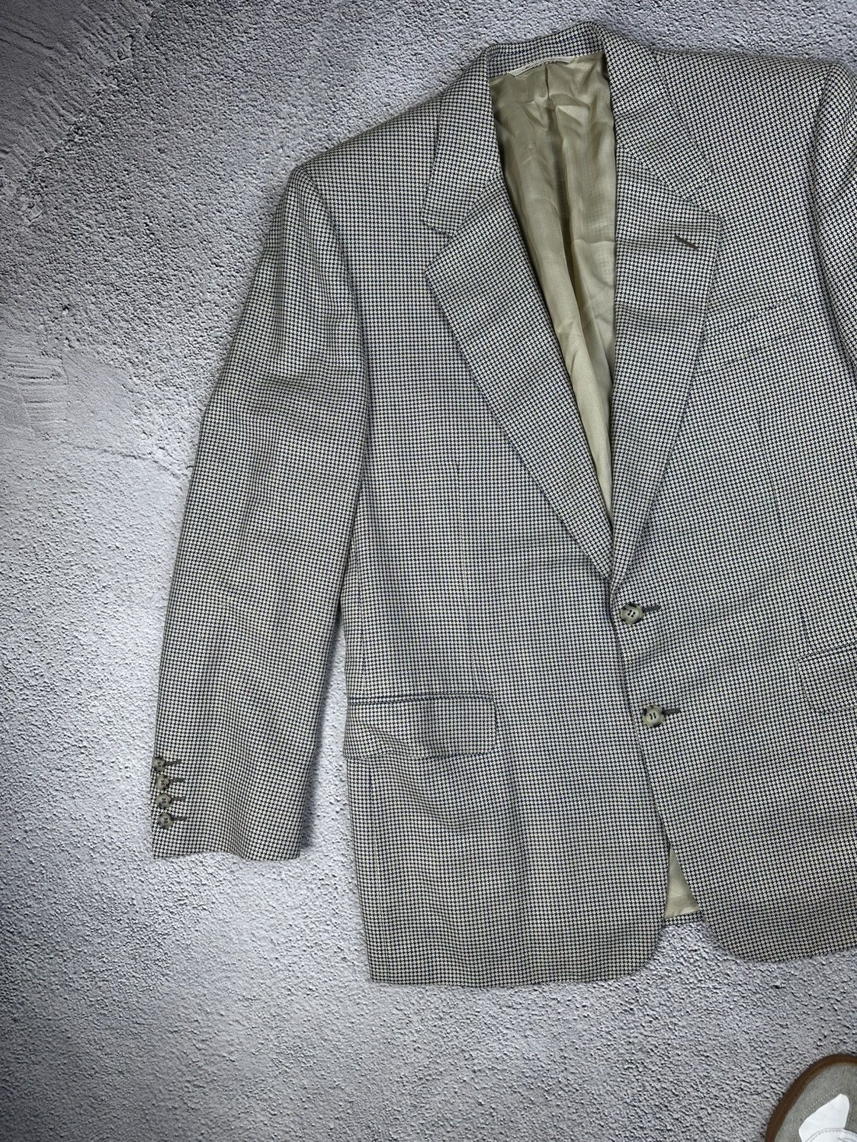 Canali × Vintage Canali Milano Vintage Check Wool-Silk Blazer Old Money Style Size 54R - 3 Thumbnail