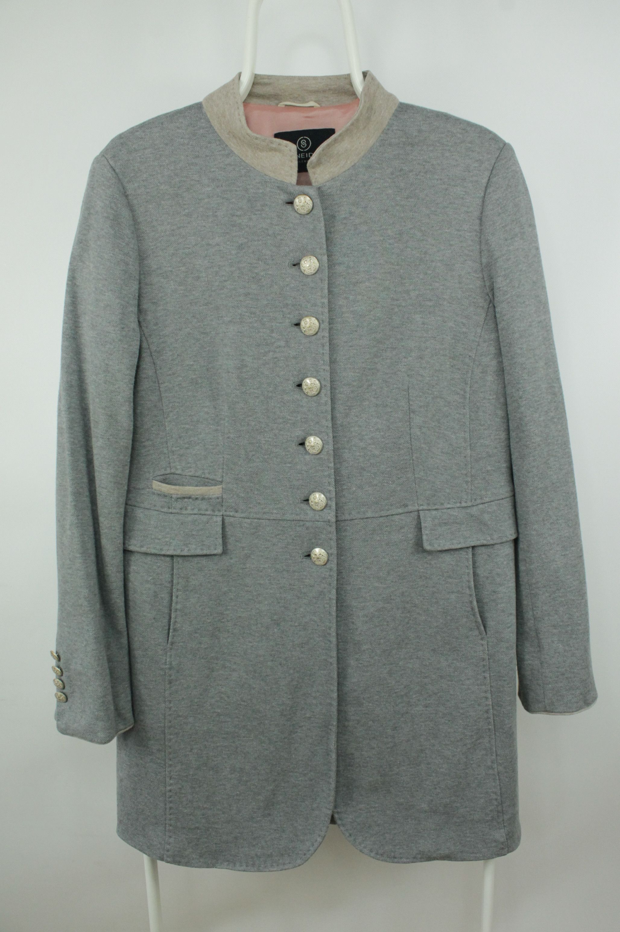 Schneiders Schneiders Salzburg Julietta Steel Button Gray Cotton Coat Size L / US 10 / IT 46 - 1 Thumbnail