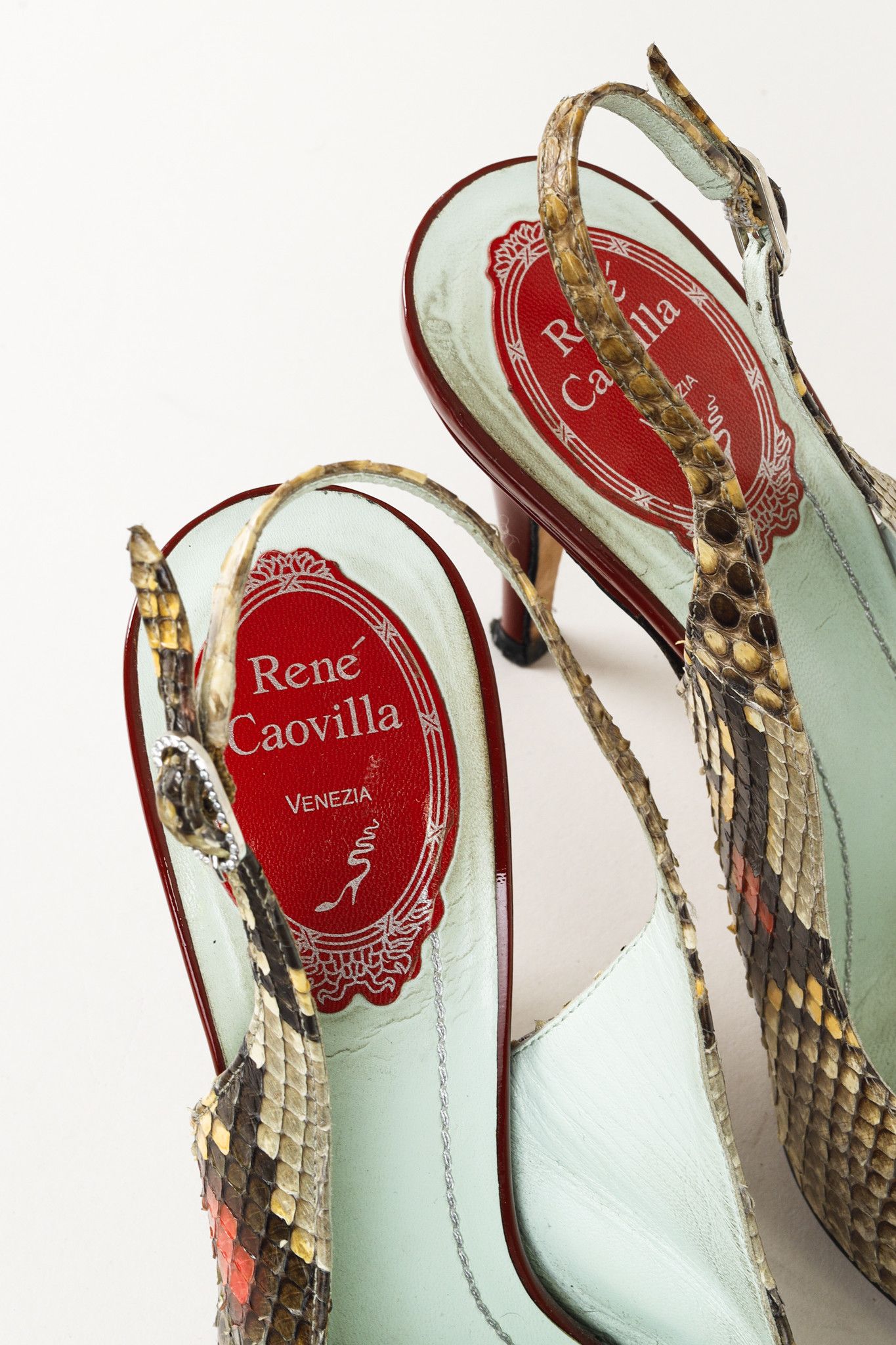 Rene Caovilla Rene Caovilla Snakeskin Peep-Toe Slingback Heels Size US 6.5 / IT 36.5 - 9 Thumbnail