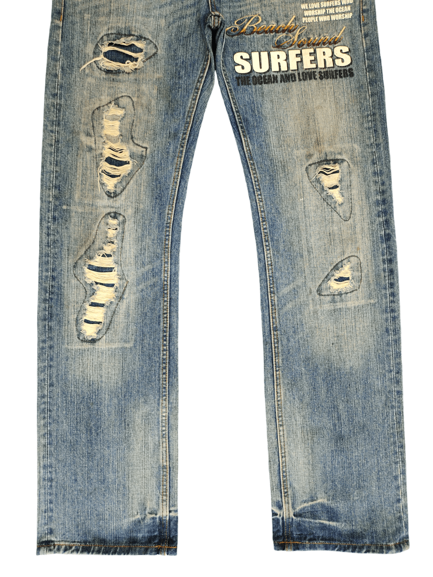Hysteric Glamour × Undercover Japanese Beach Sound Embroidered Distress Jeans Undercover Size US 32 / EU 48 - 5 Thumbnail