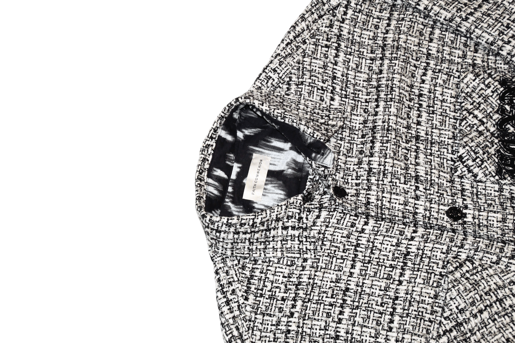 Faith Connexion Faith Connexion Black and White Logo Tweed Oversized Shirt Size US S / EU 44-46 / 1 - 3 Thumbnail