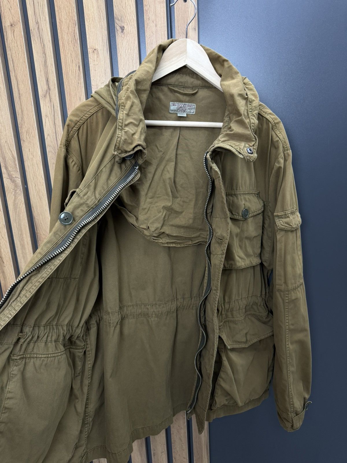 Wallace & Barnes Wallace & Barnes Olive Field Jacket Hooded Military Style Size US XXL / EU 58 / 5 - 14 Thumbnail