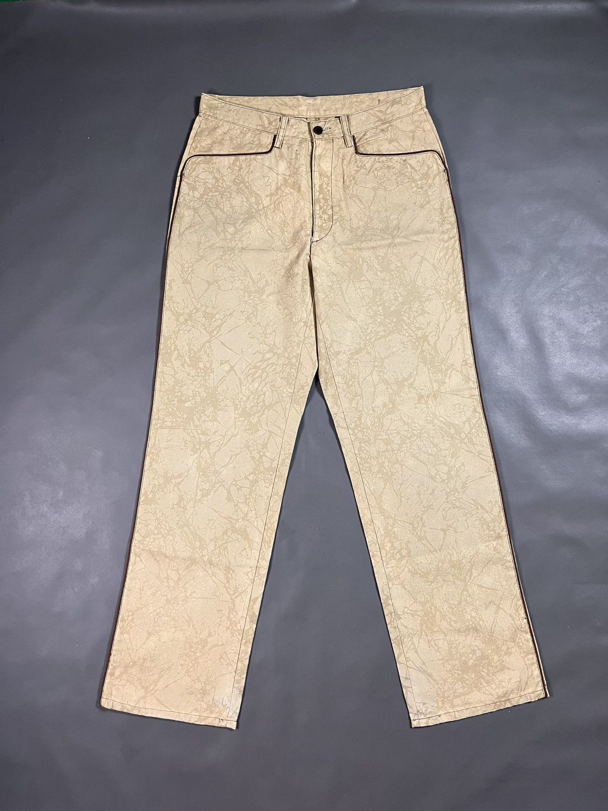 image of Jean Paul Gaultier Homme Objet Abstrack Pattern Pants in Cream, Men's (Size 30)