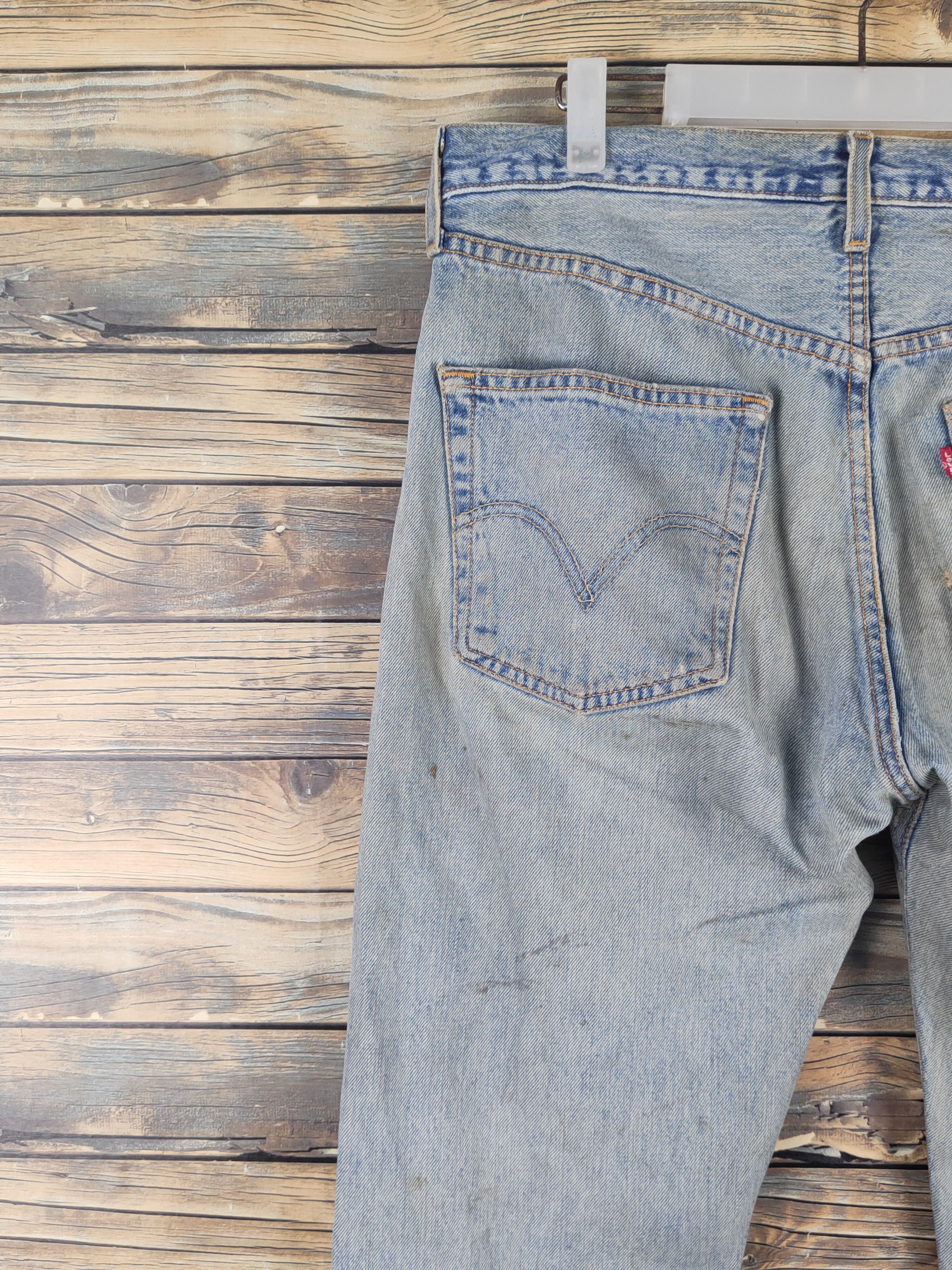 Levi's 501 Levis vintage Blue Distressed Ripped denim Jeans #W1619 Size US 34 / EU 50 - 10 Thumbnail