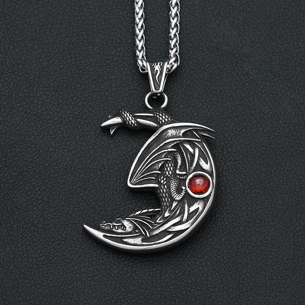 Other Sleeping Dragon On Moon Pendant Necklace Size ONE SIZE - 2 Thumbnail