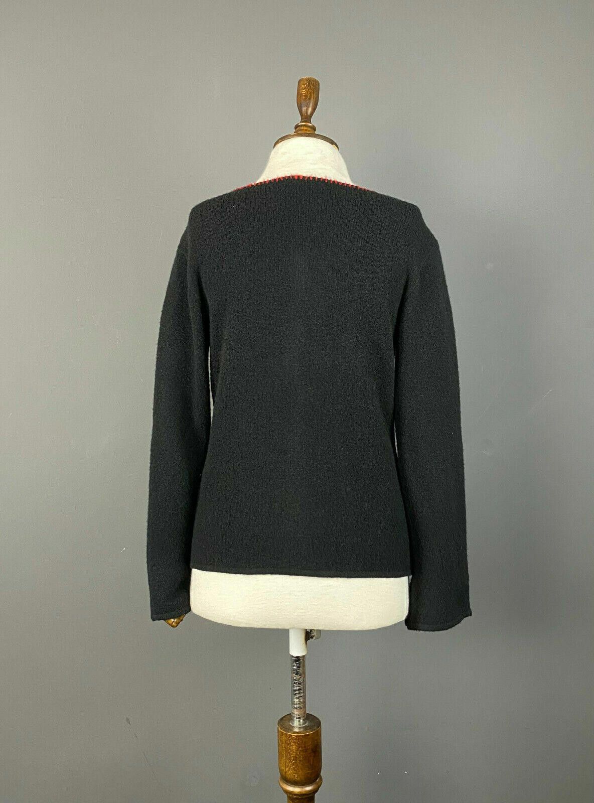 Designer Elisa Cavaleti Italia Black Red Stripe Wool Sweater XL / 4 Size XL / US 12-14 / IT 48-50 - 5 Thumbnail