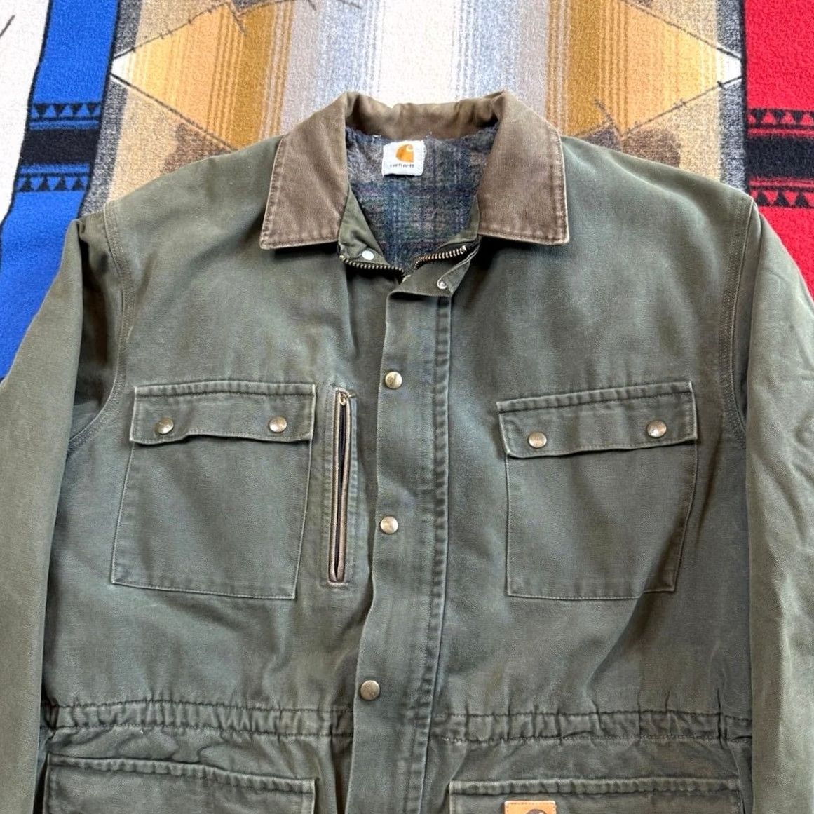 Carhartt VINTAGE Carhartt Jacket XL Green Chore Workwear Duster Style Plaid Lined 90s Mens Size US XL / EU 56 / 4 - 5 Thumbnail