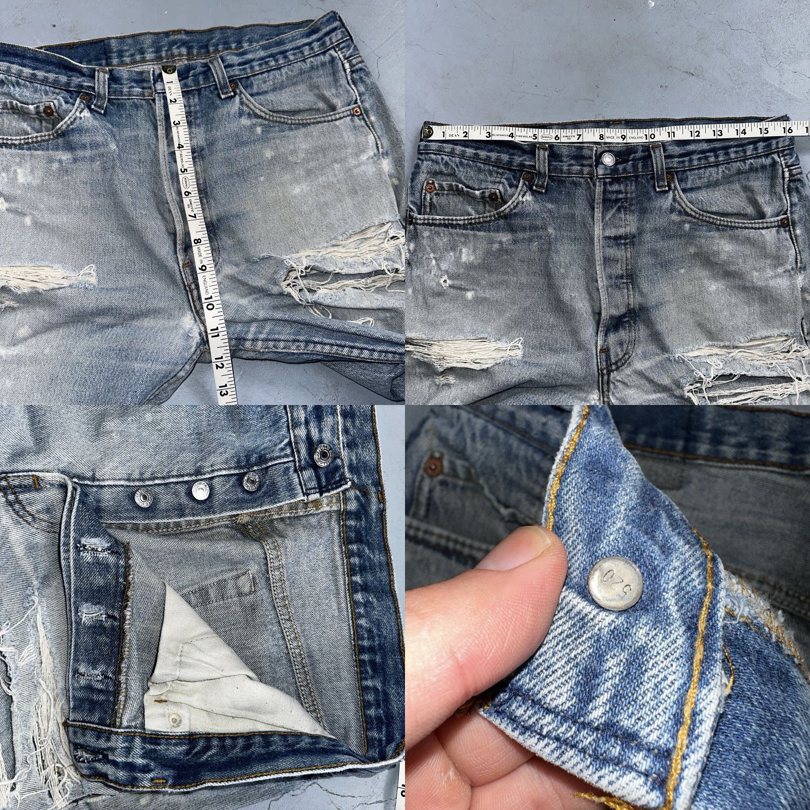 Levi's VINTAGE Levi's 501 Jeans 90s Straight Leg Light Wash 35x33 Men Blue Denim 501 Series 90s Mens Size US 35 - 8 Thumbnail