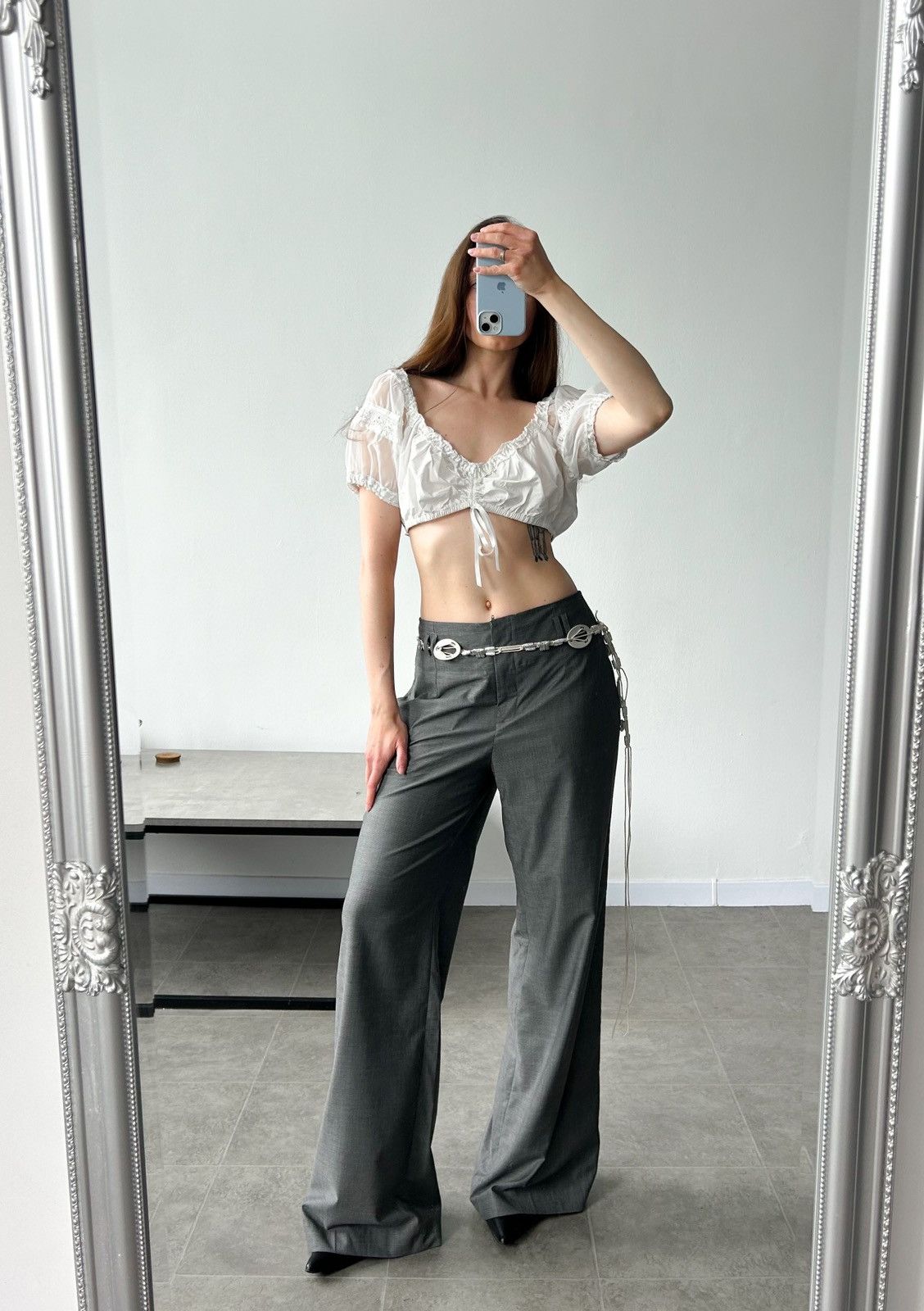 Vintage Vintage H&M low waist classic gray pants Y2K office siren Size 32" / US 10 / IT 46 - 5 Thumbnail