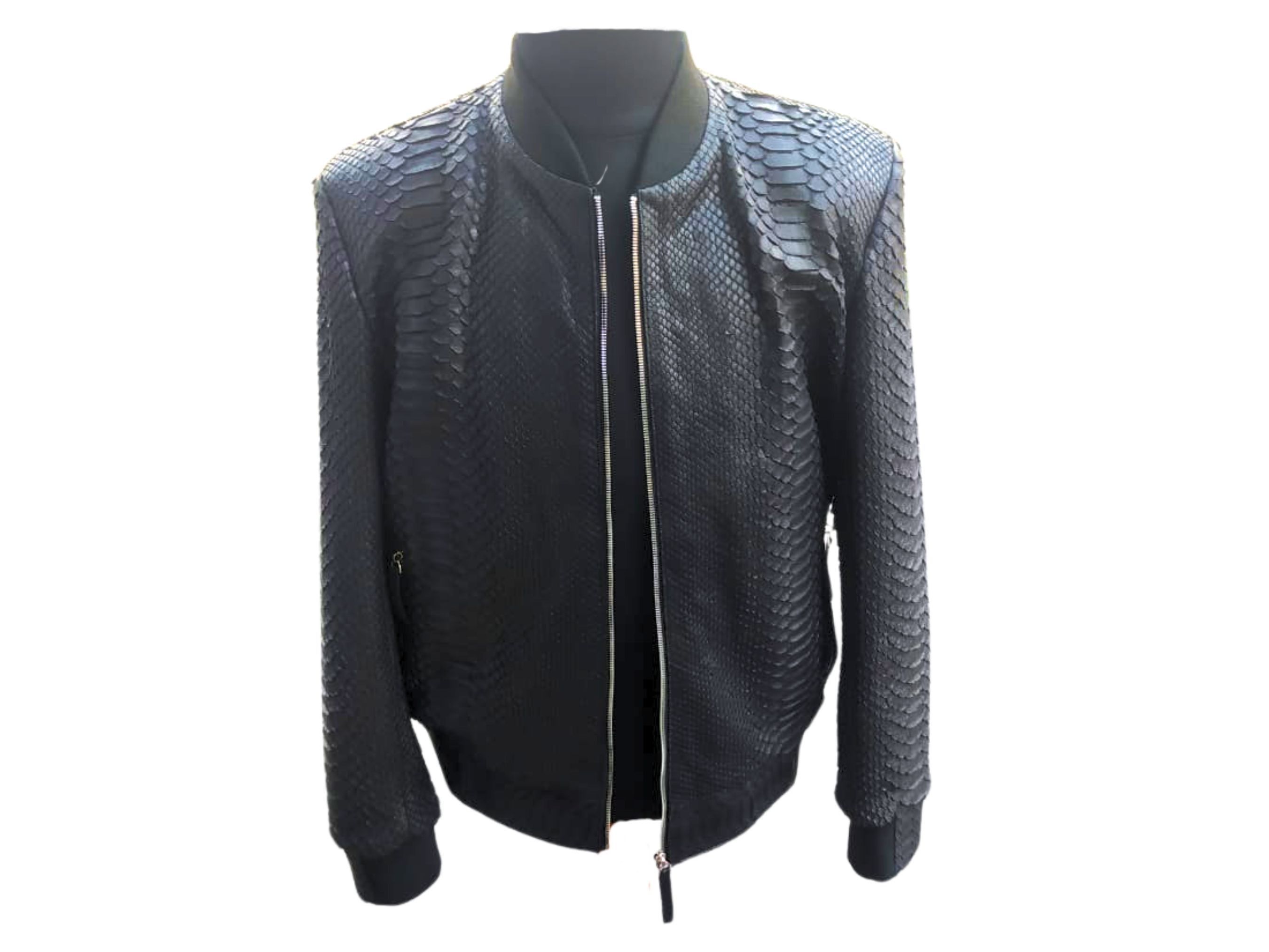 Other Snakeskin Bomber Leather Jacket Size US XL / EU 56 / 4 - 7 Thumbnail