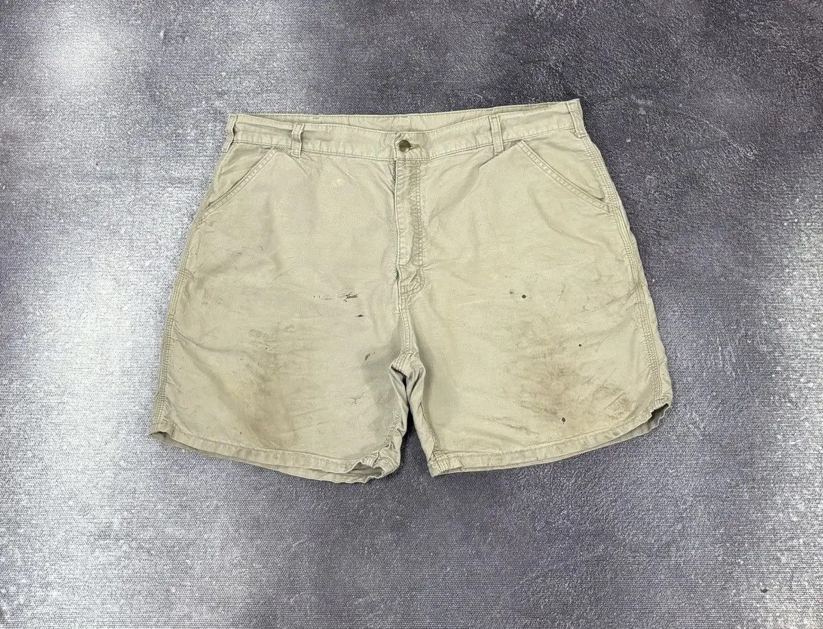 Carhartt × Vintage Vintage Carhartt USA Work Hype Beige Baggy Shorts Size US 40 / EU 56 - 2 Thumbnail
