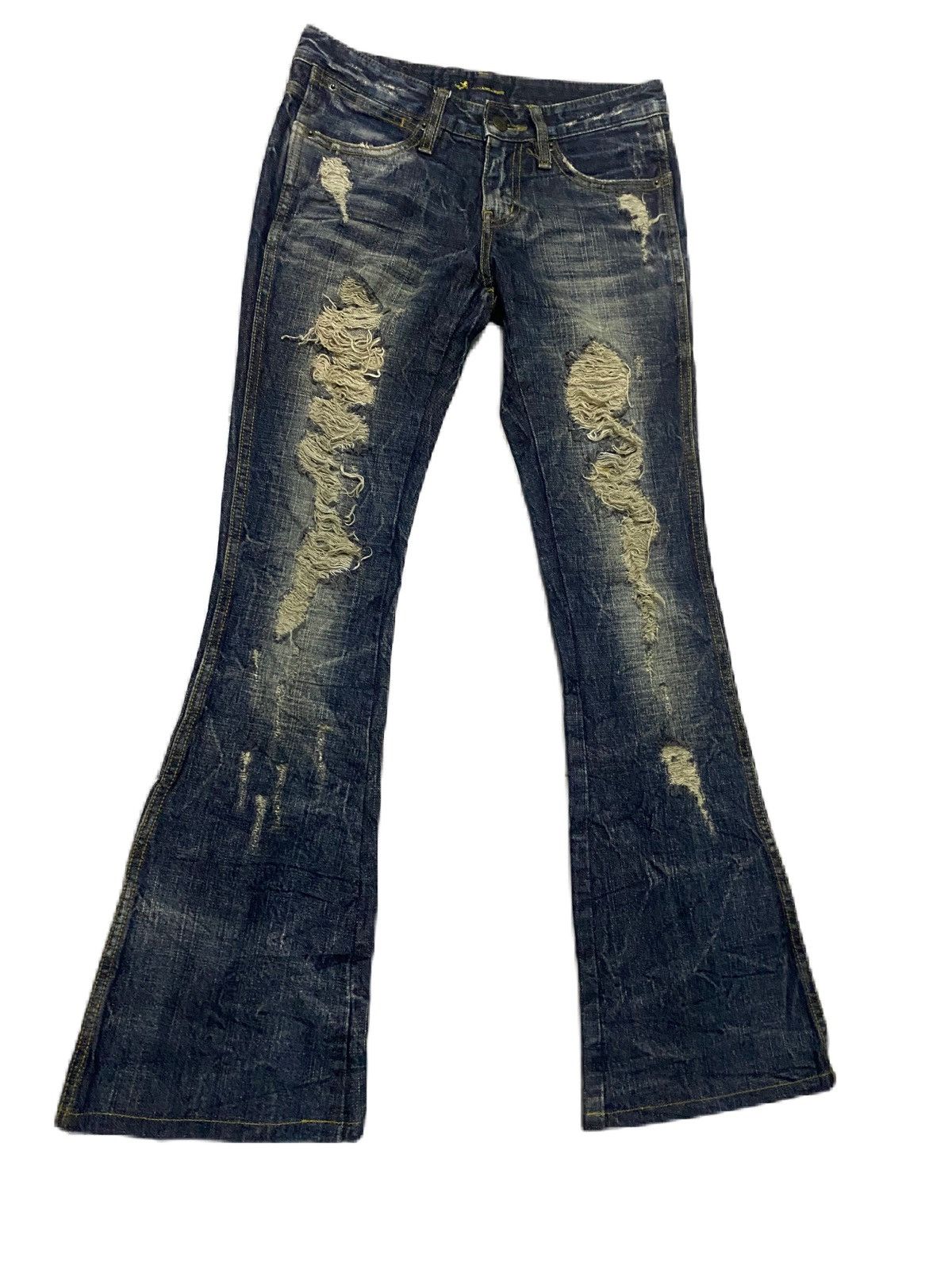 If Six Was Nine THRASHED FLARE JAPAN BRAND JURIANO JURRIE RIPPED DENIM Size US 31 - 2 Thumbnail