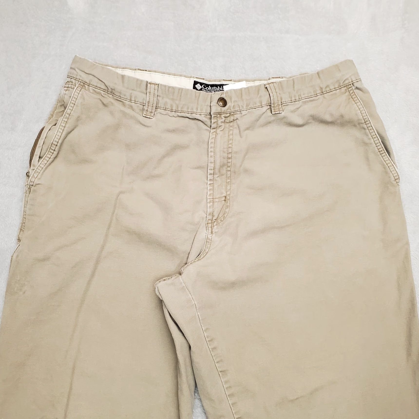 Vintage Columbia Men Cargo Pants 38x31 Beige Canvas Outdoors Hike Camp 90s Columba? (Wait) Size US 38 / EU 54 - 3 Thumbnail