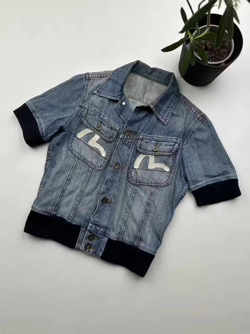 image of Archival Clothing x Evisu Genes 00S Denim Shirt in Blue, Women's (Size Small)