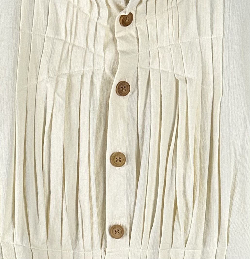Issey Miyake Cream - colored textured pleated long top Size XL / US 12-14 / IT 48-50 - 3 Thumbnail