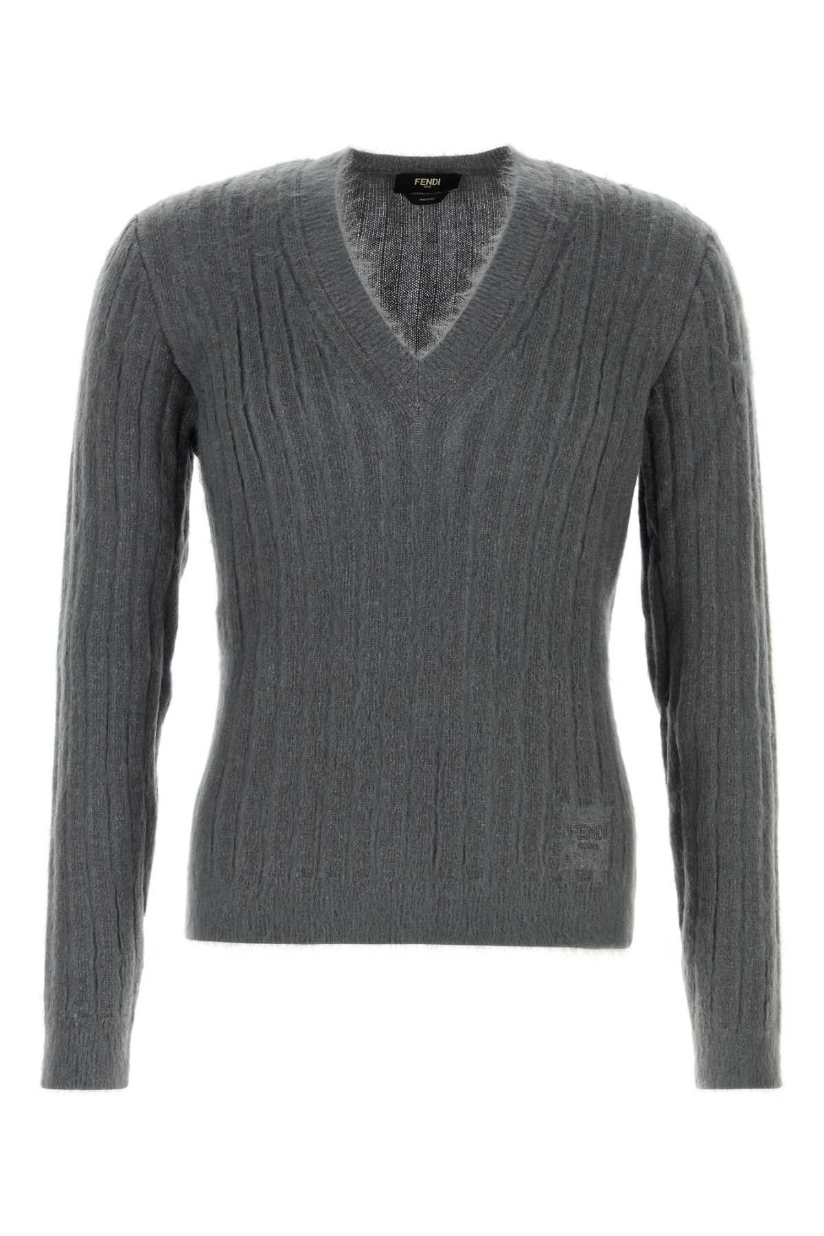 Fendi Dark Grey Stretch Mohair Blend Sweater Size US L / EU 52-54 / 3 - 1 Thumbnail
