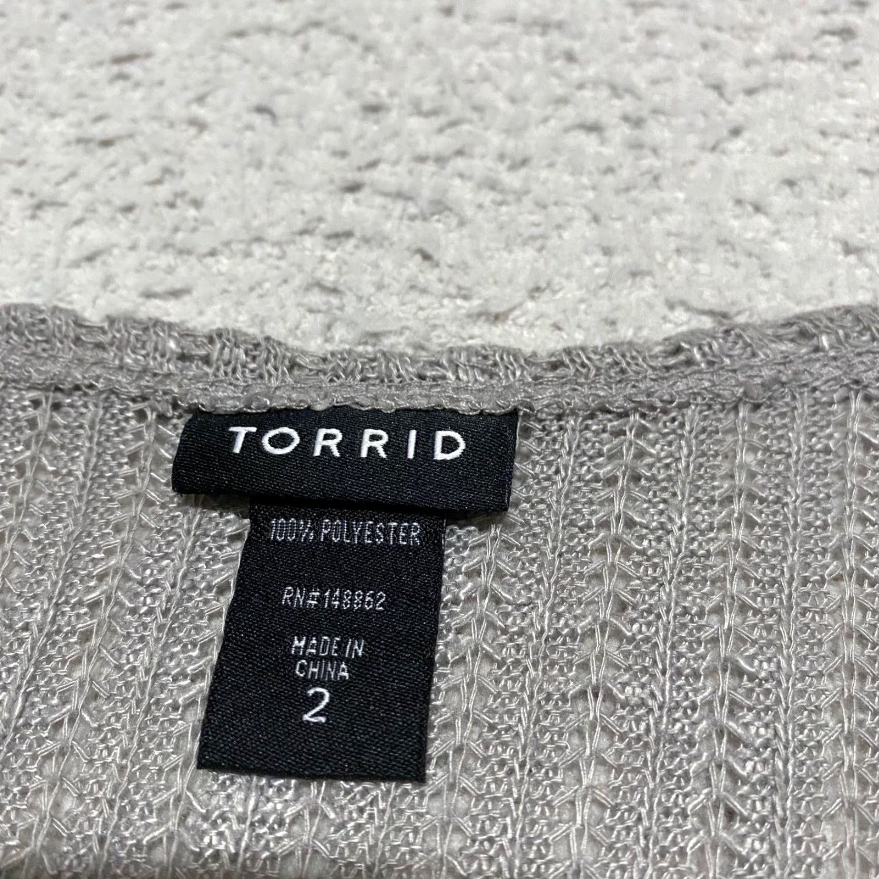 Torrid Torrid Cardigan Sweater Open Front Pockets Gray 2X Plus Womens Size 2X Knit Polyester Fall Winter Size XXL / US 16-18 / IT 52-54 - 5 Thumbnail