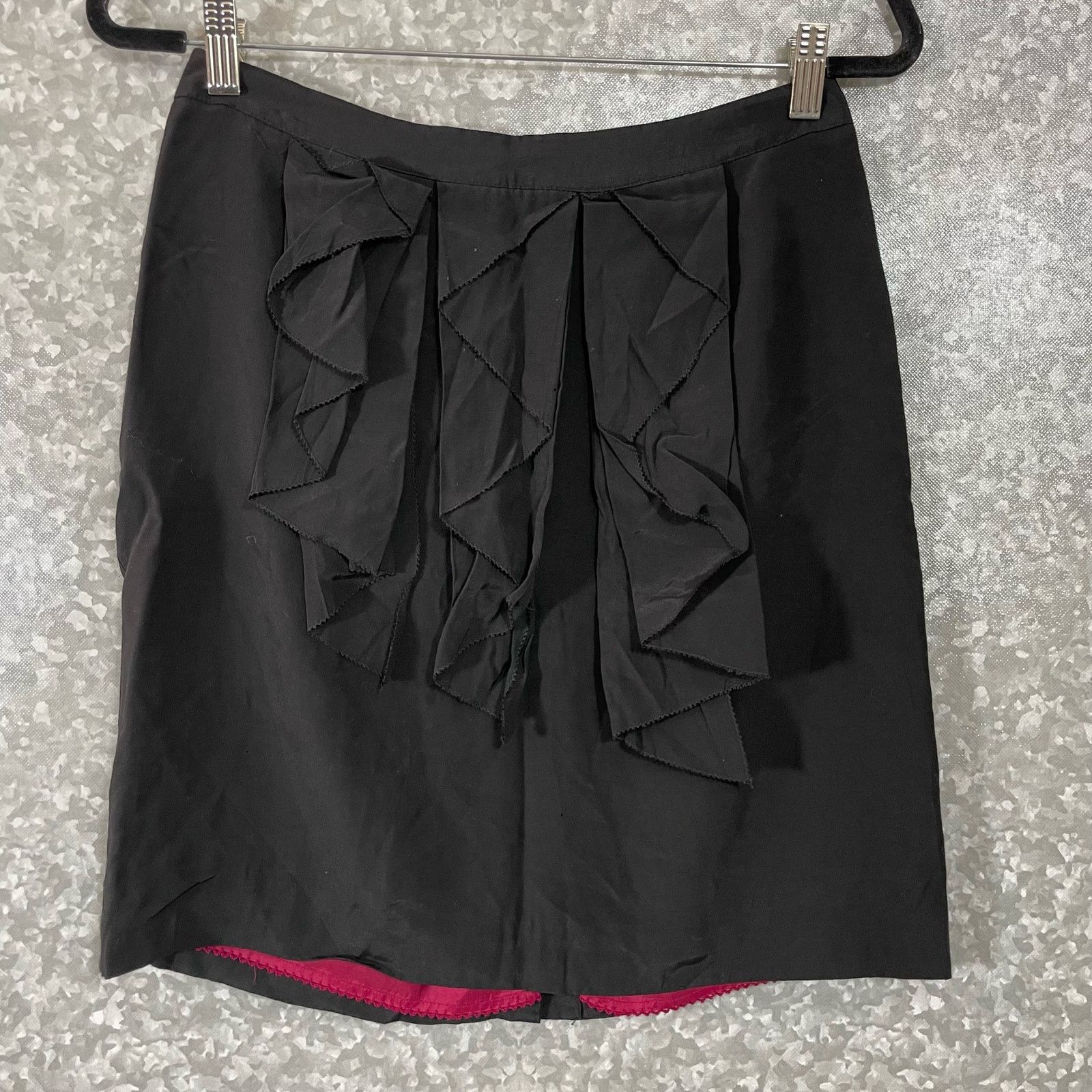 Anthropologie Odille Anthropologie Black Ruffle Front Straight Skirt - 8 Size 30" / US 8 / IT 44 - 1 Thumbnail