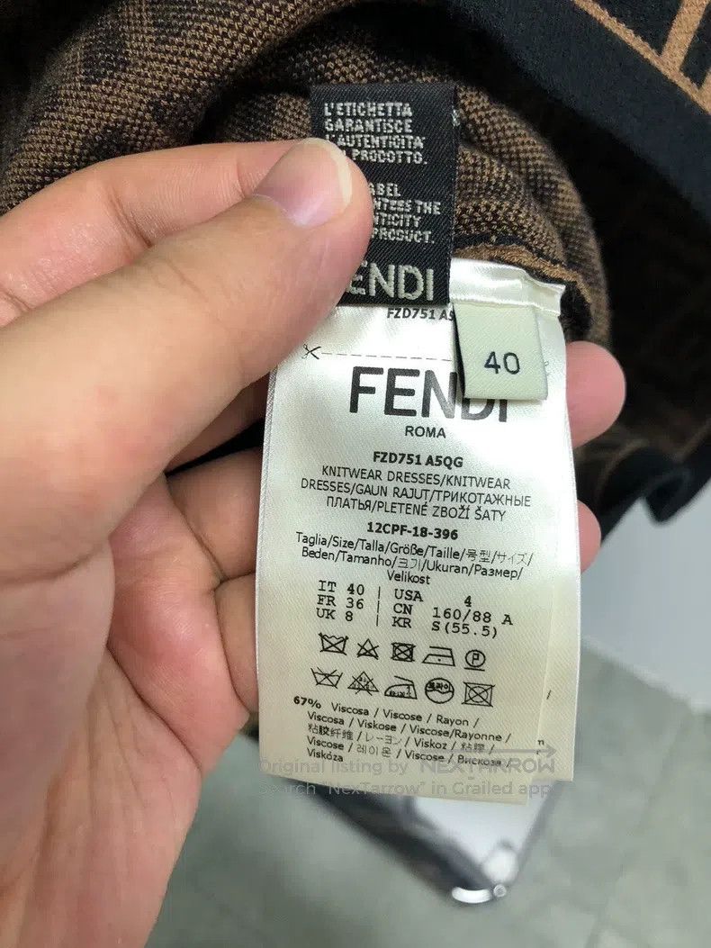 Fendi Fendi Embroidered Full Print Dress - Brown Size XS / US 0-2 / IT 36-38 - 4 Thumbnail