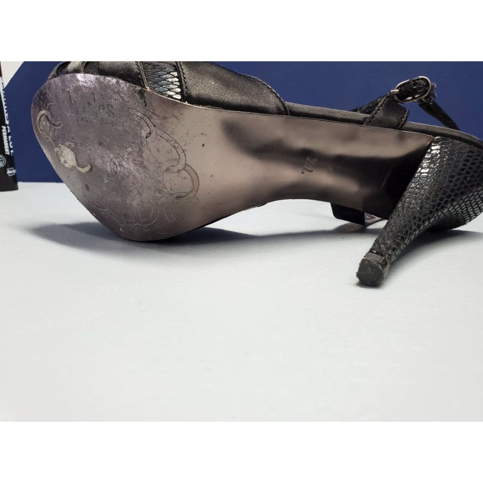 Vintage Charles by Charles David Heels Womens Size 7.5M Black Rhinestone Ankle Strap Pump Size US 8 / IT 38 - 6 Thumbnail