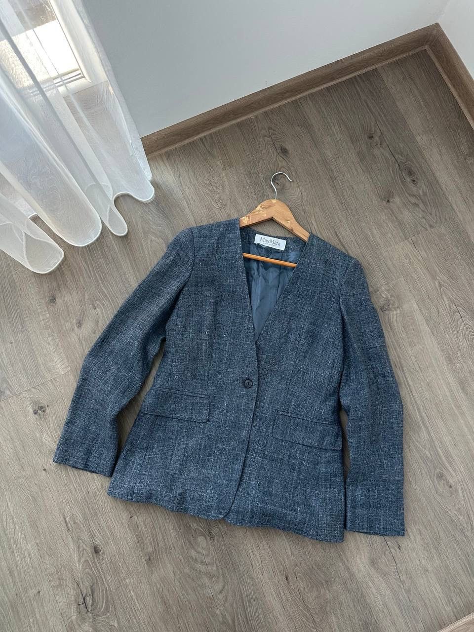 Max Mara × Vintage Vintage Max Mara Blue W’s Blazer Jacket Size M / US 6-8 / IT 42-44 - 4 Thumbnail