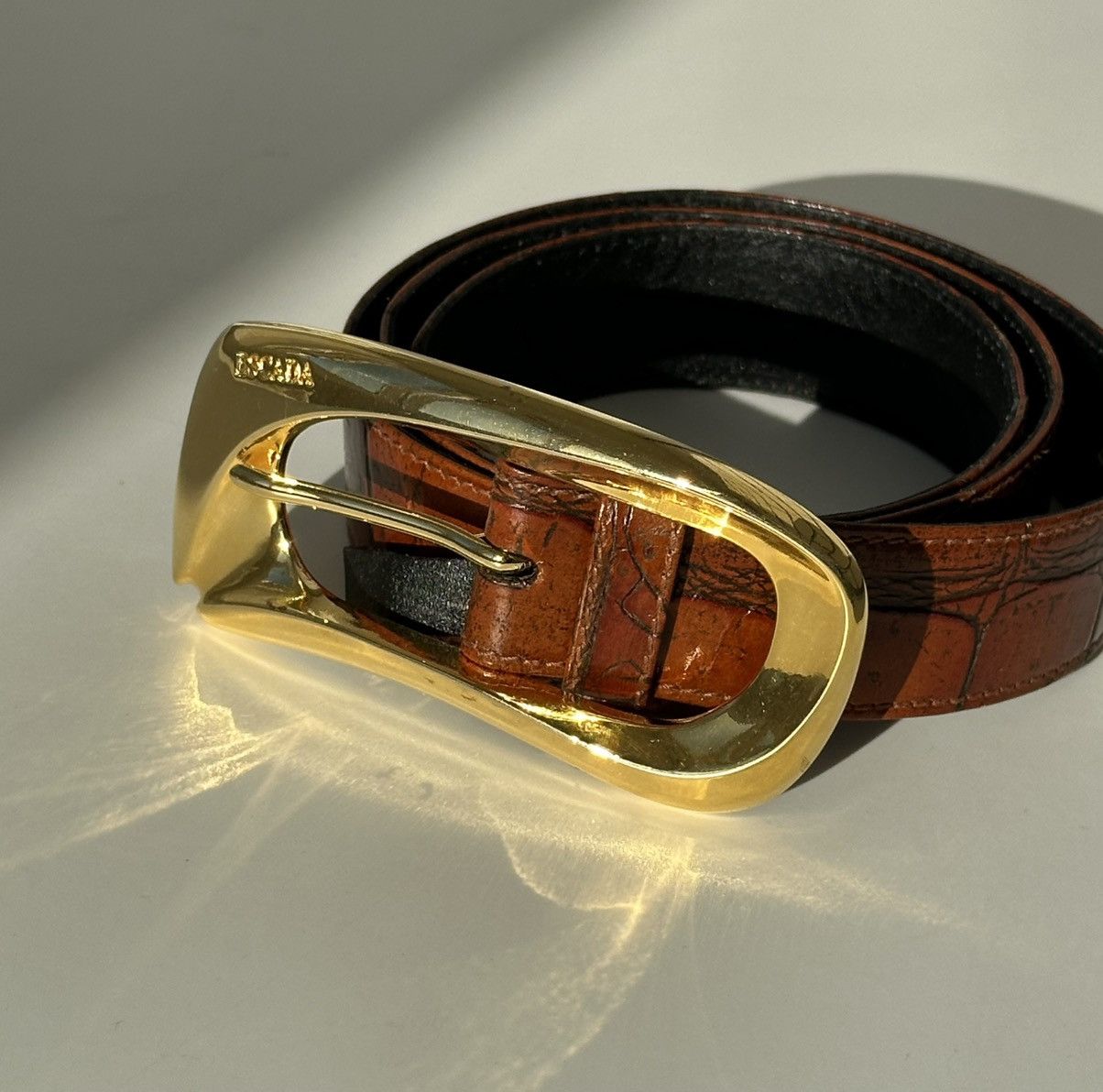 Escada ESCADA Golden Buckle Leather Belt archive y2k rap jewelry Size ONE SIZE - 2 Thumbnail