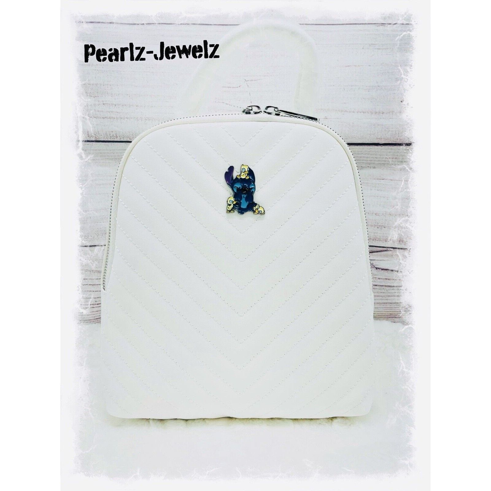 image of Loungefly Disney Lilo & Stitch With Ducks White Quilted Bac, Women's