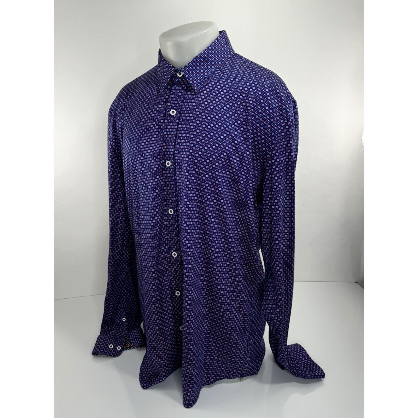 Buttero BUTTER CLOTH Geometric Shirt 2XL TALL Blue / Red / White Mens Size US XXL / EU 58 / 5 - 4 Thumbnail