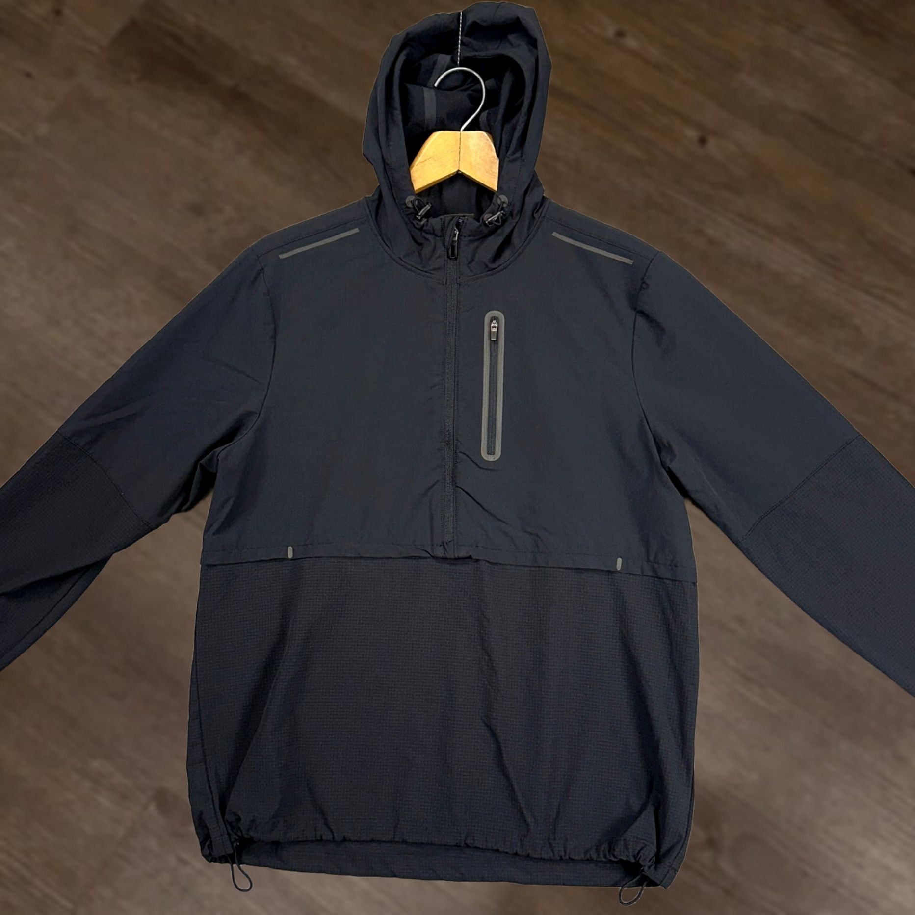 Vintage VRST Hoodie Jacket Mens Medium Black Half Zip Long Sleeve Nylon Blend Pullover Jacket Outdoor Activewear Casual Bags Pockets Size US M / EU 48-50 / 2 - 1 Thumbnail