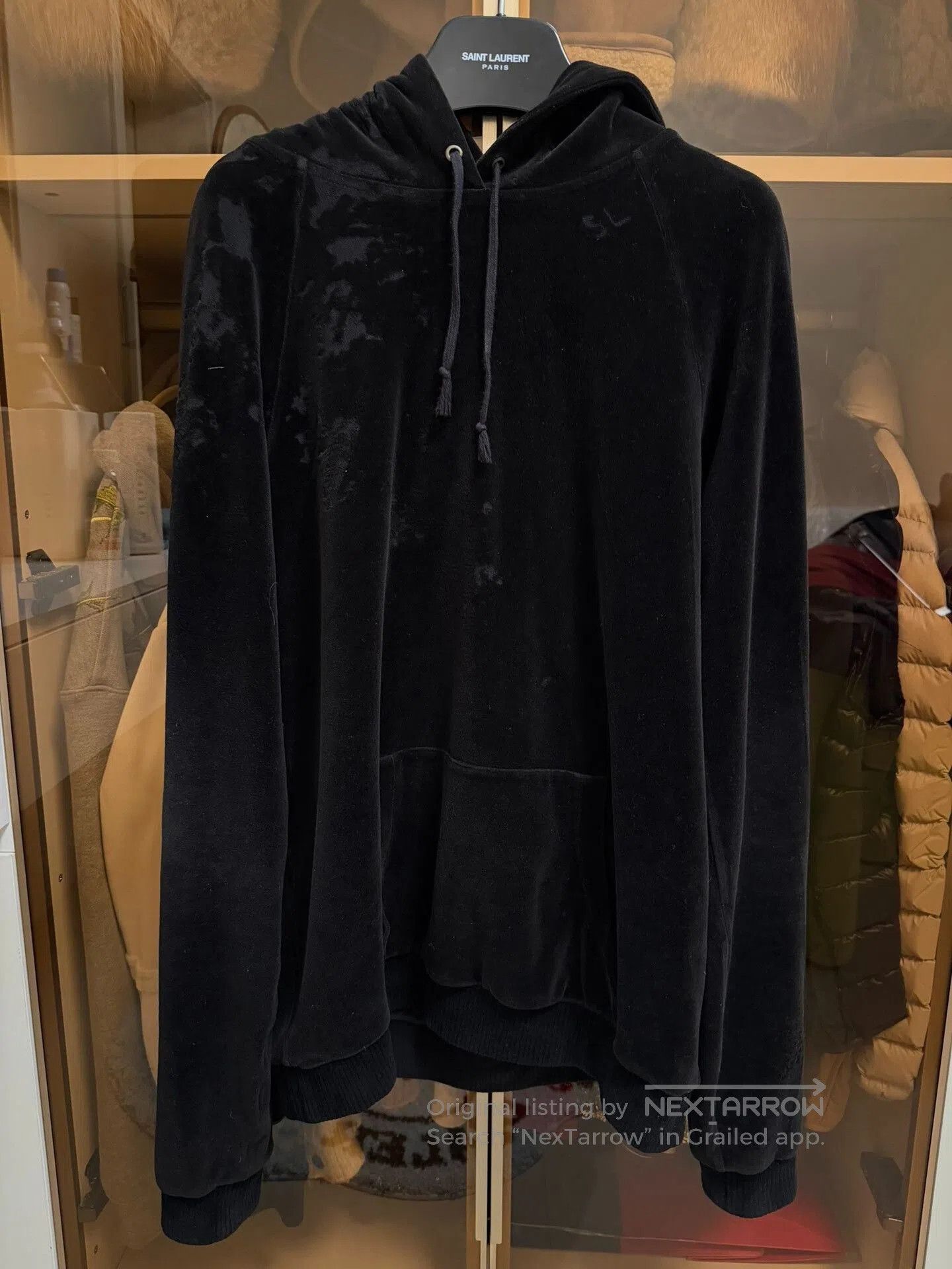 Saint Laurent Black Velvet Hoodie XL.