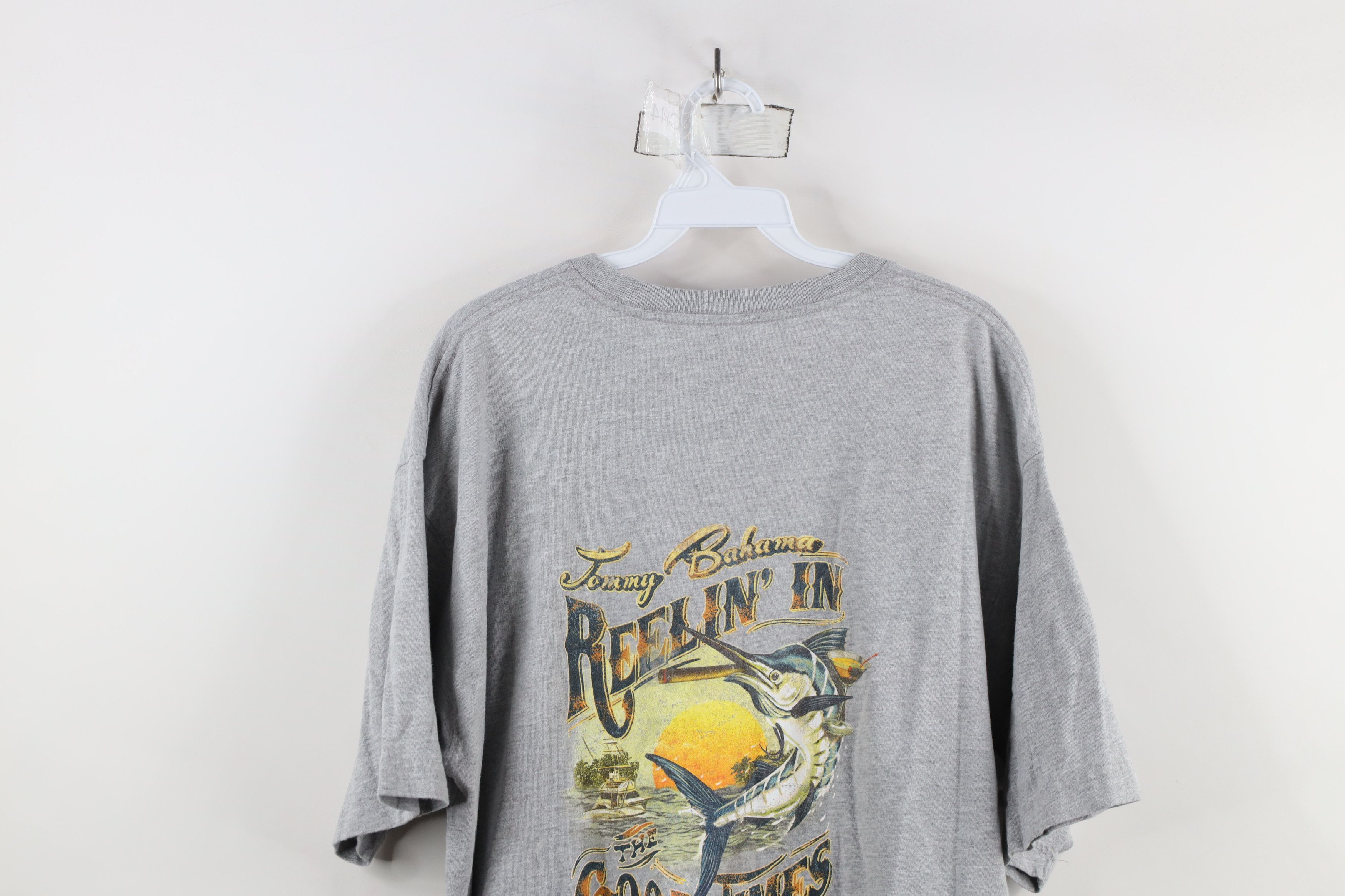 Tommy Bahama × Vintage Vintage Y2K Tommy Bahama Spell Out Marlin Fish T-Shirt Gray Size US L / EU 52-54 / 3 - 11 Thumbnail