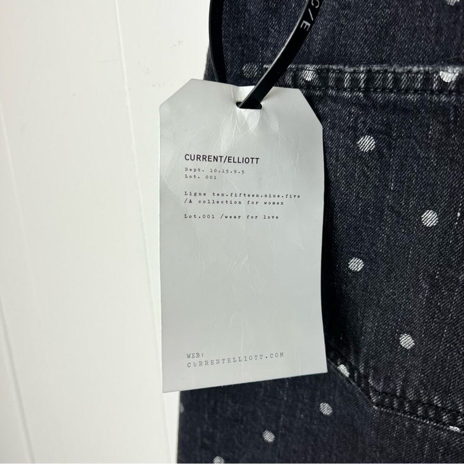 Current/Elliot Current/Elliot Black Denim Silver Polka Dot Raw Hem Mini Size 31" - 11 Thumbnail