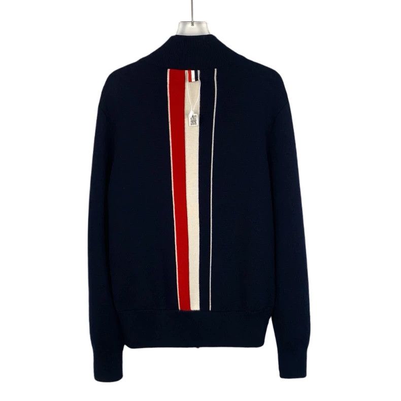 Thom Browne Thom Browne Black striped wool stand-up collar zipper jacke Size US S / EU 44-46 / 1 - 2 Thumbnail