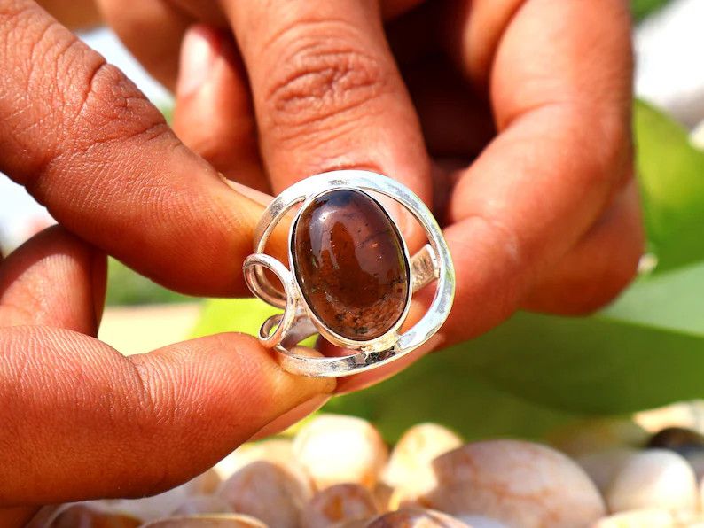 Handmade Smoky Quartz Ring, Handmade 925 Silver Ring, Brown Gemstone Size ONE SIZE - 1 Thumbnail