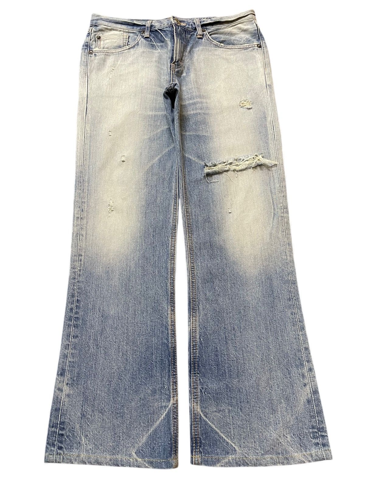 Edwin Vintage Edwin Blue Faded Wash Distress Wide Leg Jeans Size US 32 / EU 48 - 1 Thumbnail