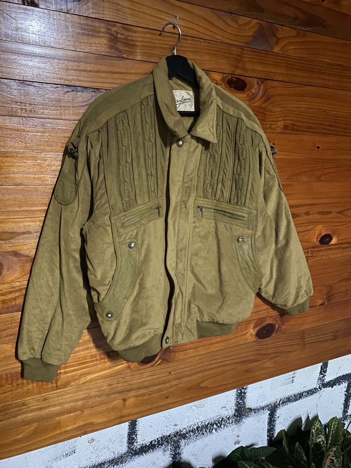 Japanese Brand Urban Express Vintage Olive Bomber Jacket Style Texture Size US M / EU 48-50 / 2 - 7 Thumbnail
