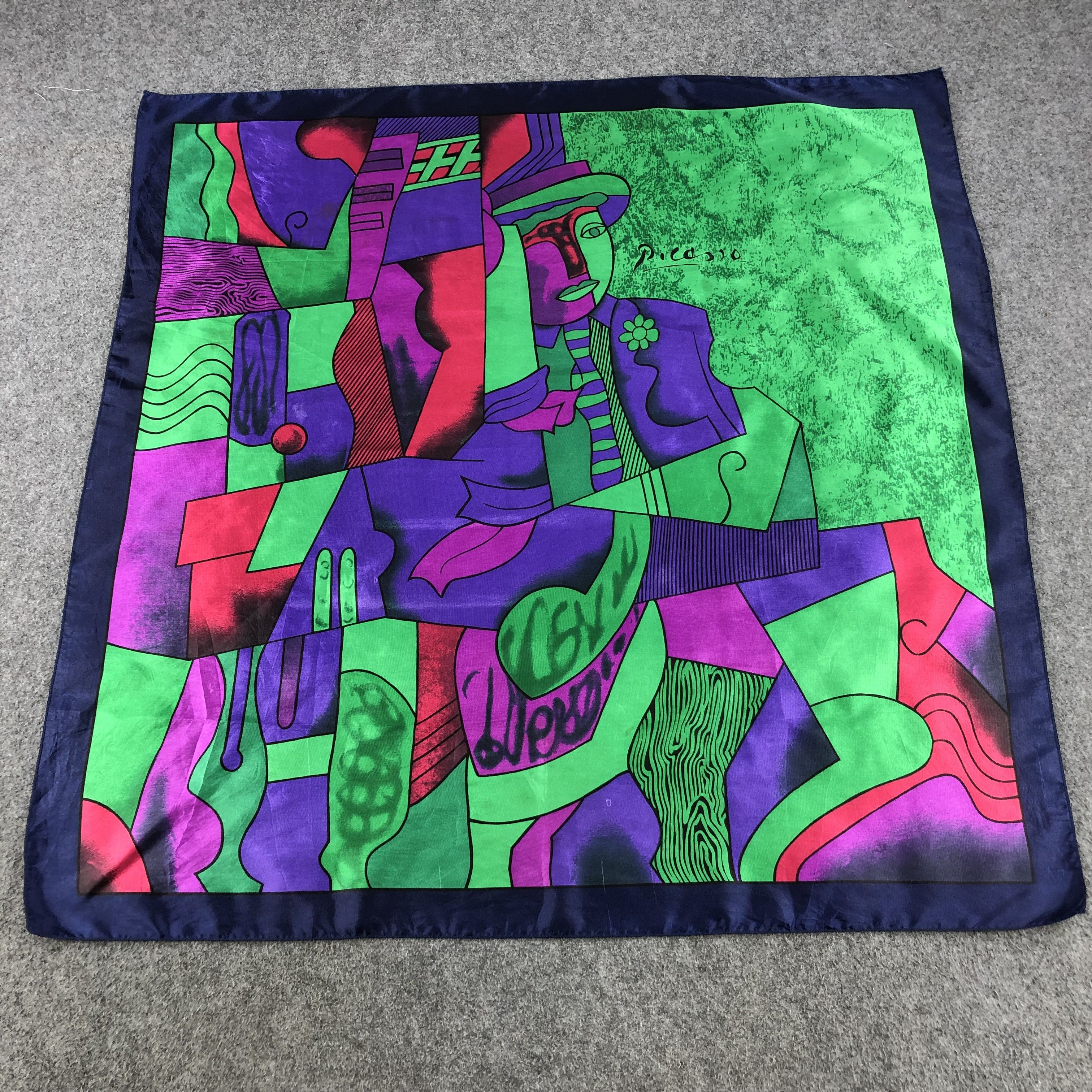 Vintage Picasso Art Polyester Scarf M293 Size ONE SIZE - 2 Thumbnail