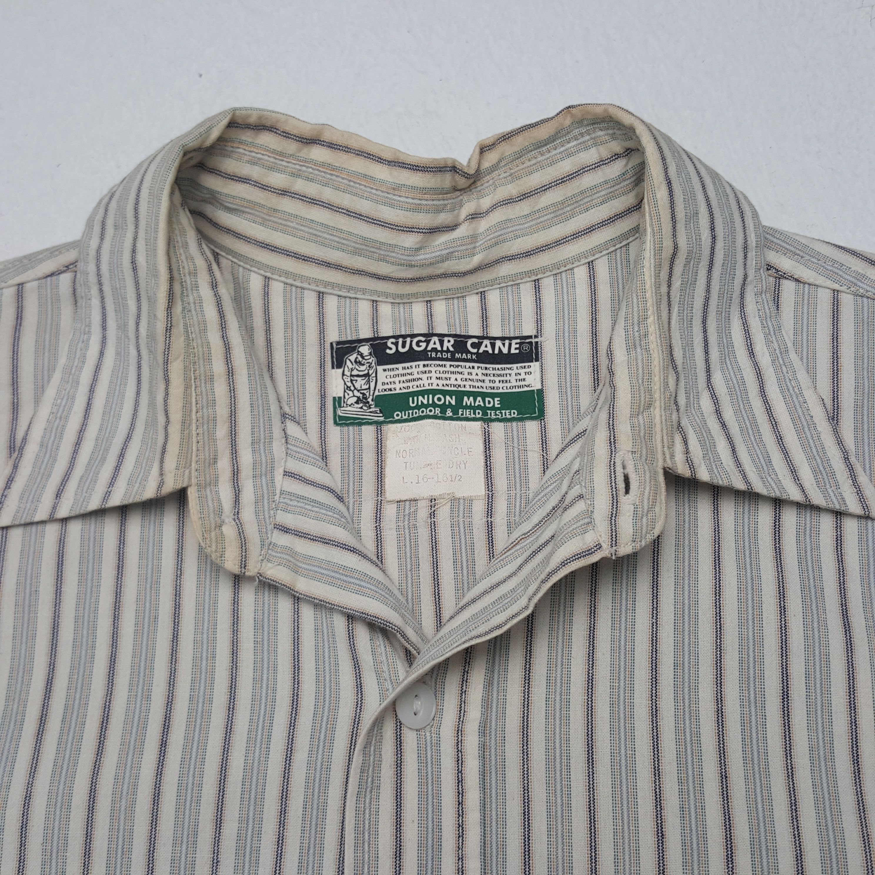 Sugar Cane × Vintage Vintage Sugar Cane Retro Style Striped Shirt Size US XL / EU 56 / 4 - 4 Thumbnail
