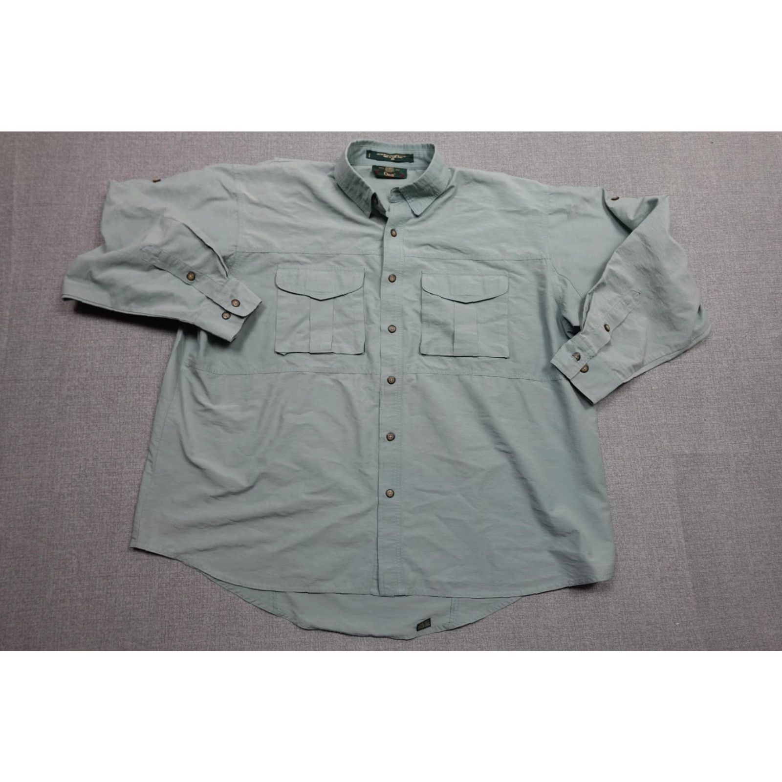 Orvis VINTAGE Orvis Fishing Shirt Mens 2XL Green Nylon Button Up Long Sleeve Vented Size US XXL / EU 58 / 5 - 3 Thumbnail