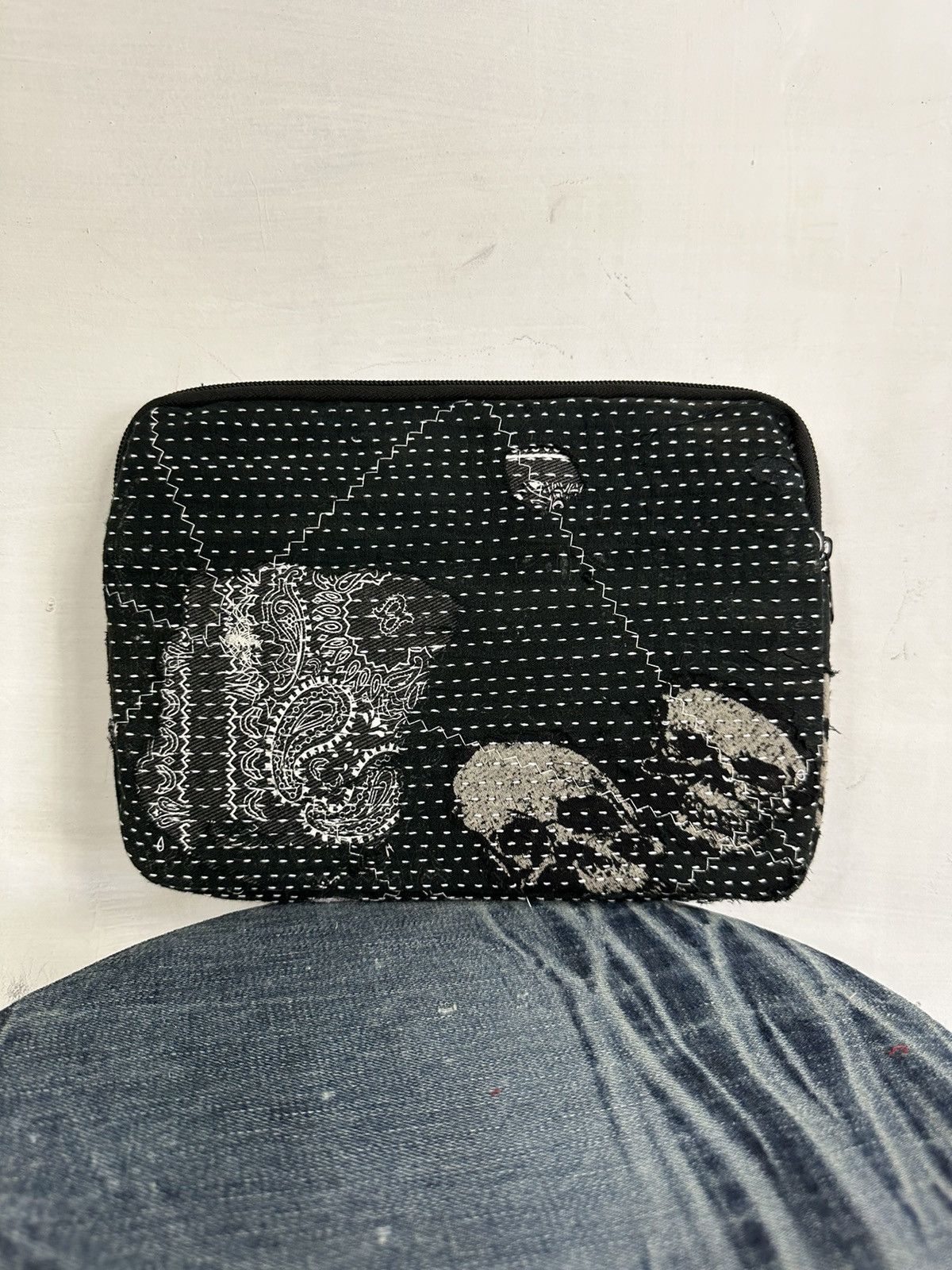 Handmade Custom Made Distressed Paisley Boro patchwork Clutch Bag Size ONE SIZE - 3 Thumbnail