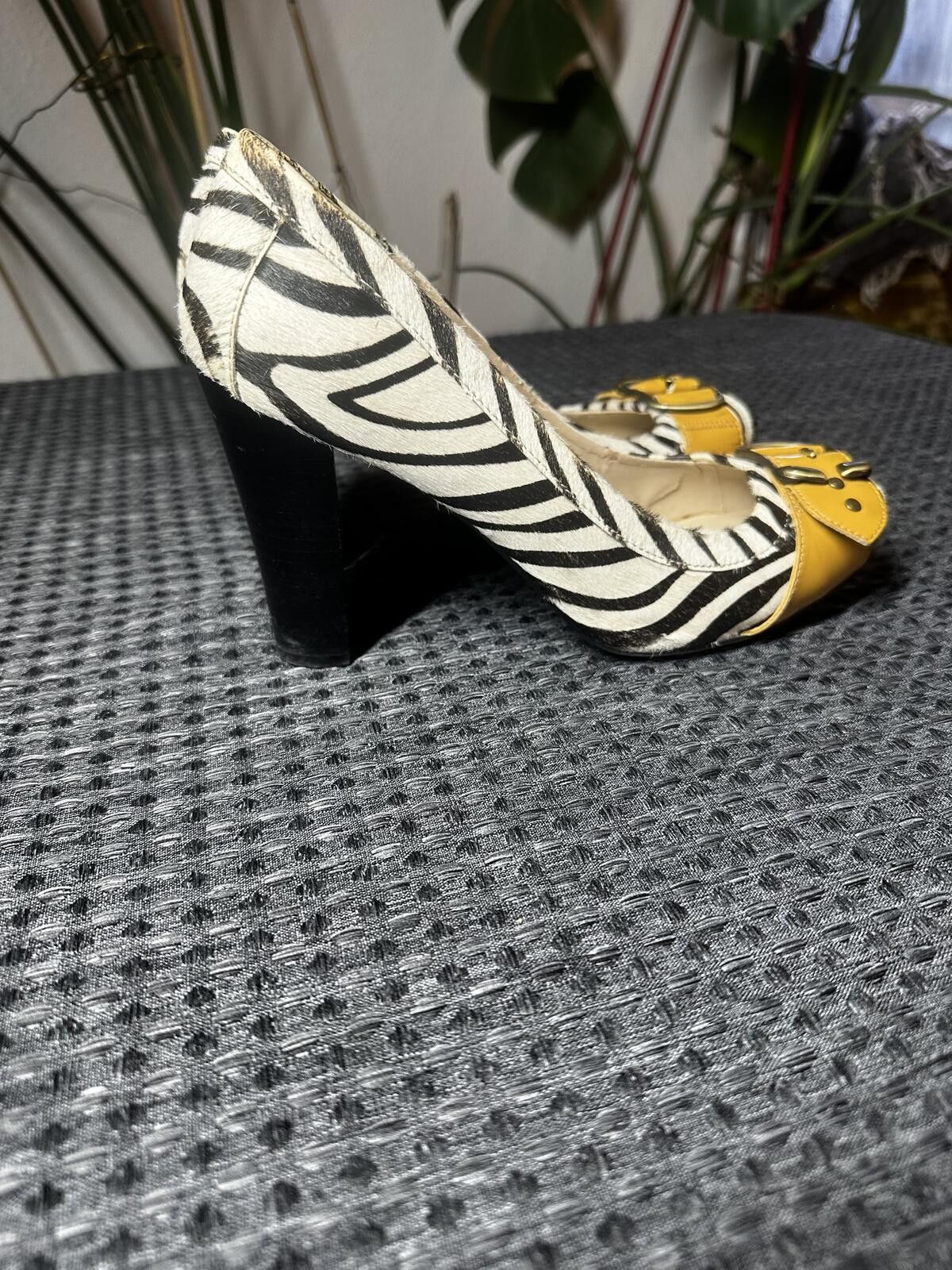 Other Naughty Monkey Y2K Zebra Pumps with Yellow Buckle Accent Size US 9.5 / IT 39.5 - 5 Thumbnail