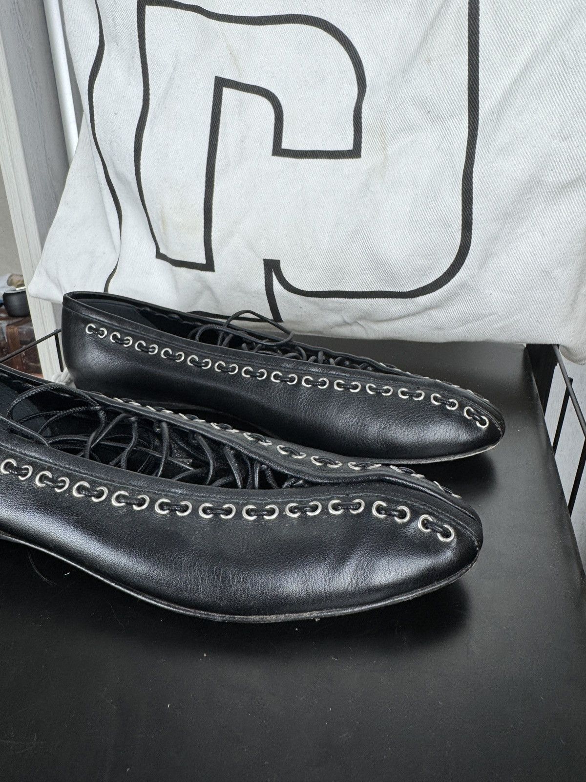 Paco Rabanne Paco Rabanne black leather ballet flats ballerina w dust bag Size US 6 / IT 36 - 3 Thumbnail