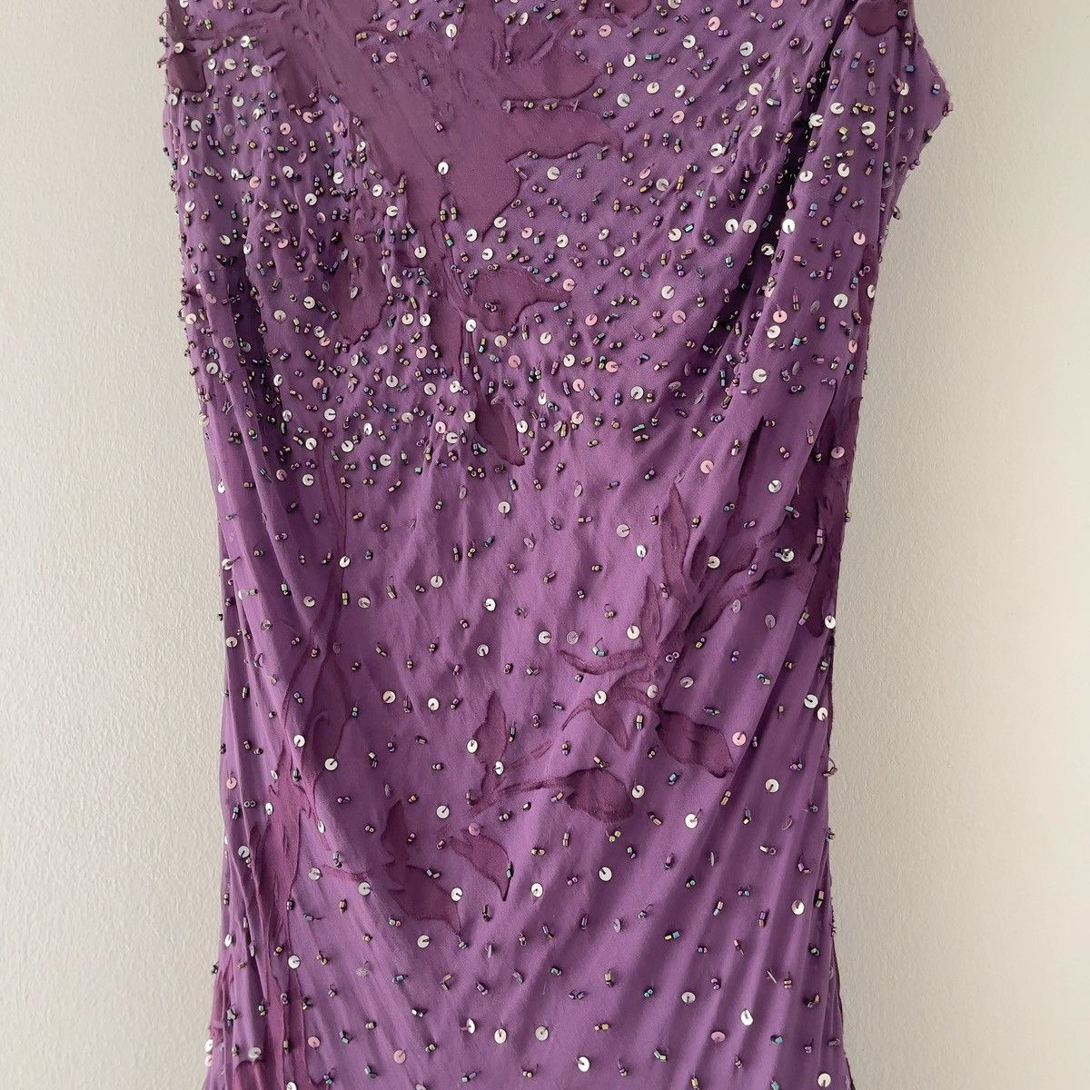 Alex Evenings Vintage Purple Silk Burnout & Chiffon Beaded Dress (S–M) Size M / US 6-8 / IT 42-44 - 12 Thumbnail