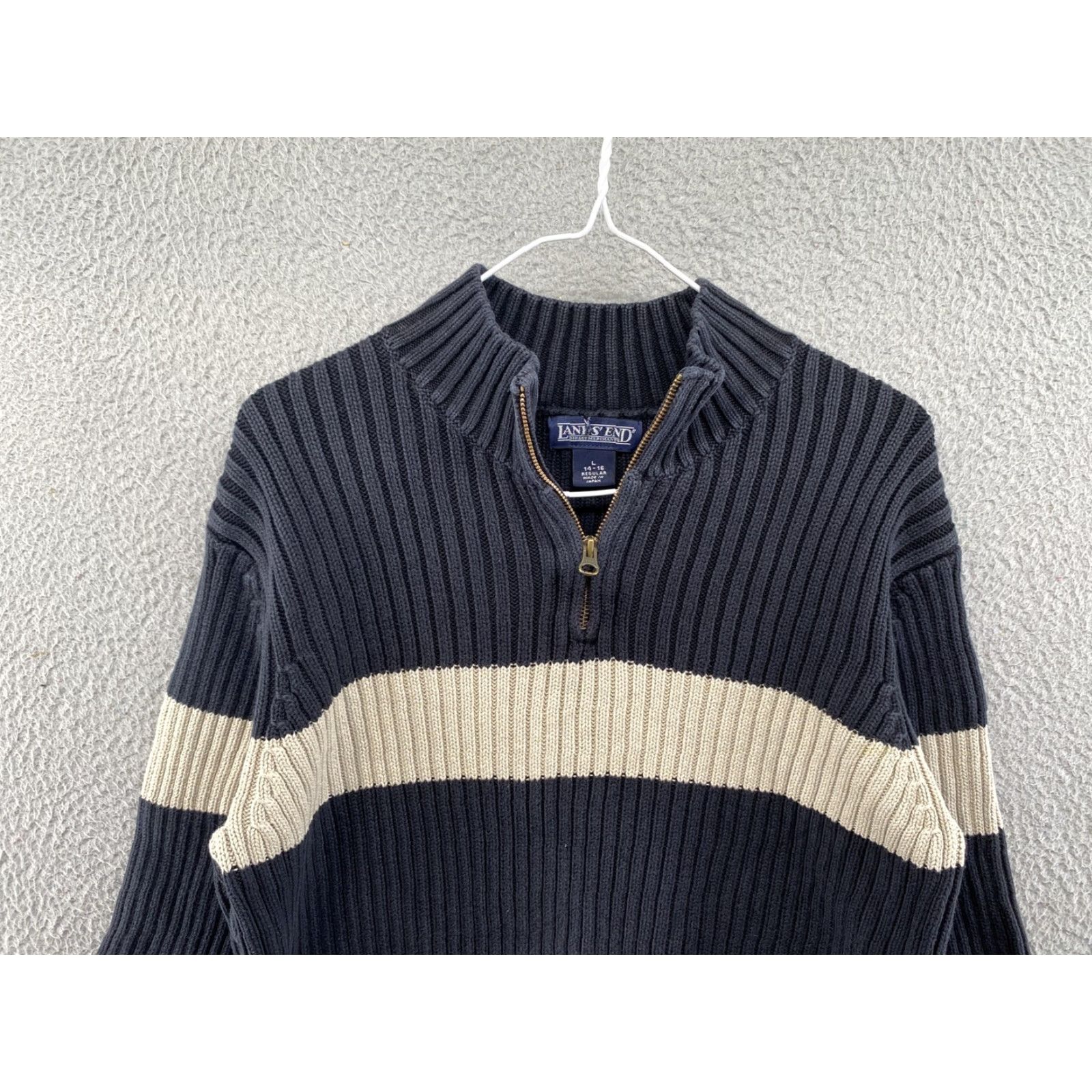 Lands' End Lands' End Women's Heavy Cotton Ribbed Knit 1/4 Zip Pullover Sweater Size Large Multicolor Knit 1/4 Zip Ladies Long Sleeve Cotton Shirt? Size L / US 10 / IT 46 - 2 Thumbnail